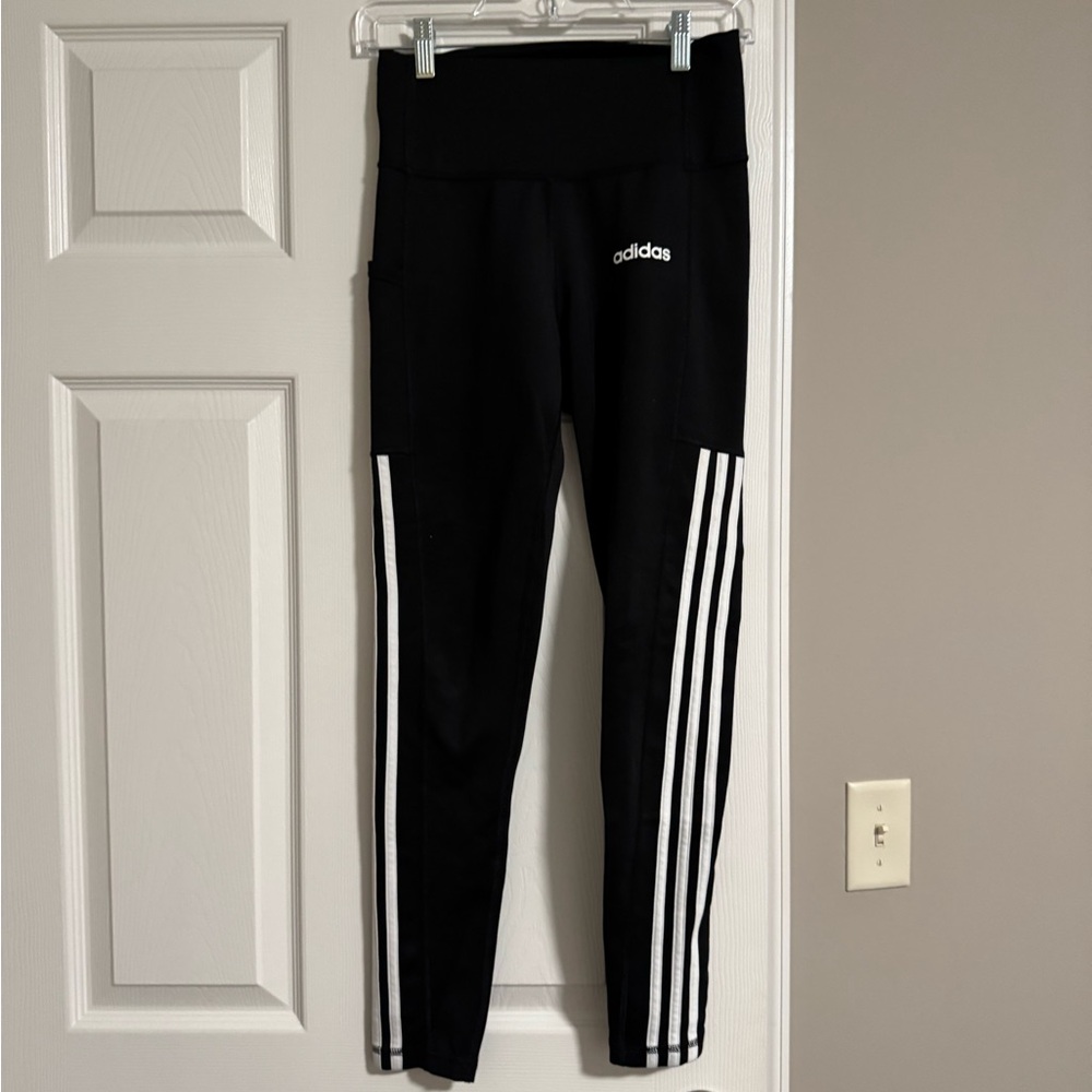 Adidas Black and White Striped Leggings
